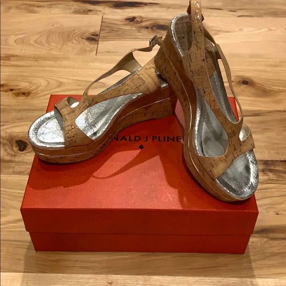 Donald J Pliner Metallic Cork Wedges